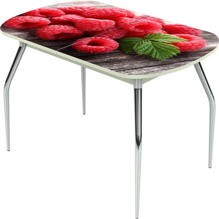 Кухонный стол раздвижной Ривьера исп.1 ноги метал. крашеные №24 Фотопечать (Фрукты №17) в Магадане - изображение