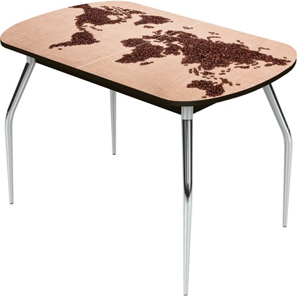 Раздвижной стол Ривьера исп.1 ноги метал. крашеные №24 Фотопечать (Кофе №10) в Магадане - изображение