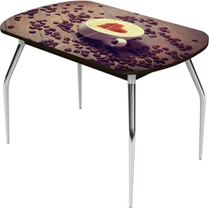 Раздвижной стол Ривьера исп.1 ноги метал. крашеные №24 Фотопечать (Кофе №20) в Магадане