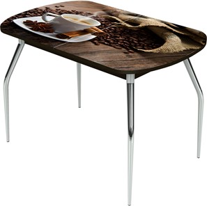 Кухонный стол раздвижной Ривьера исп.1 ноги метал. крашеные №24 Фотопечать (Кофе №22) в Магадане