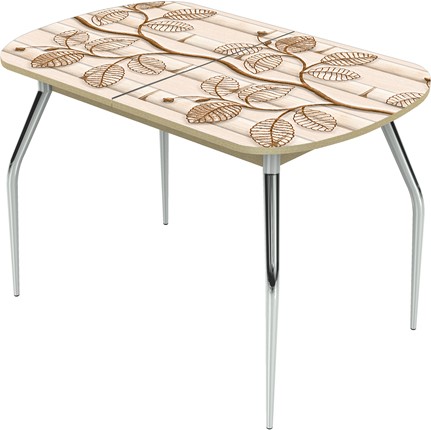 Раздвижной стол Ривьера исп.2 ноги метал. крашеные №24 Фотопечать (Дерево №13) в Магадане - изображение
