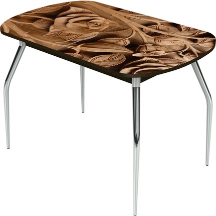 Кухонный стол раздвижной Ривьера исп.2 ноги метал. крашеные №24 Фотопечать (Дерево №4) в Магадане - изображение