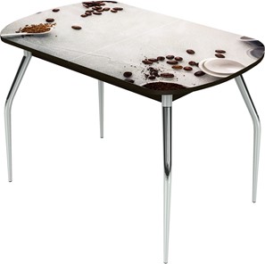 Кухонный стол раздвижной Ривьера исп.2 ноги метал. крашеные №24 Фотопечать (Кофе №27) в Магадане