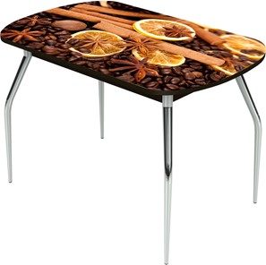 Кухонный раздвижной стол Ривьера исп.2 ноги метал. крашеные №24 Фотопечать (Кофе №28) в Магадане