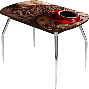 Кухонный раскладной стол Ривьера исп.2 ноги метал. крашеные №24 Фотопечать (Кофе №4) в Магадане