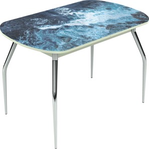 Кухонный раскладной стол Ривьера исп.2 ноги метал. крашеные №24 Фотопечать (Вода №15) в Магадане