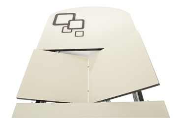 Стол раздвижной Ривьера мини дерево №1, Рисунок квадро (стекло белое/черный/белый) в Магадане - предосмотр 4