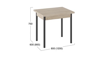 Кухонный стол раздвижной Родос тип 2 с опорой d40 (Черный муар/Дуб Сонома) в Магадане - предосмотр 2