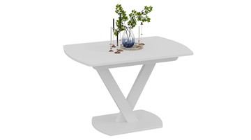 Обеденный раздвижной стол Салерно тип 1 (Белый муар/Стекло матовое белое) в Магадане - предосмотр
