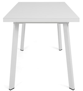 Кухонный раскладной стол Сальвадор-2G (ноги белые, стекло cristal/белый цемент) в Магадане - предосмотр 2