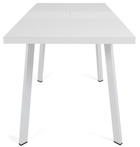 Кухонный раскладной стол Сальвадор-2G (ноги белые, стекло cristal/белый цемент) в Магадане - предосмотр 4