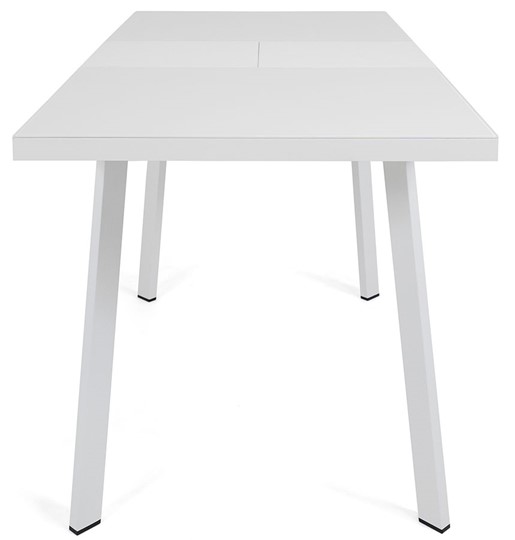 Кухонный раскладной стол Сальвадор-2G (ноги белые, стекло cristal/белый цемент) в Магадане - изображение 4