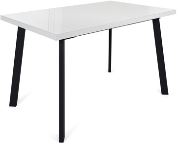 Кухонный стол раскладной Сальвадор-2G (ноги черные, стекло cristal/белый цемент) в Магадане - предосмотр