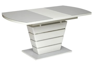 Кухонный раздвижной стол SCHNEIDER ( mod. 0704 ) мдф high glossy/закаленное стекло, 140/180x80x75, белый арт.11410 в Магадане