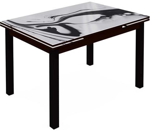 Кухонный стол раздвижной Шанхай исп.2 ноги хром №10 (Exclusive h187/черный) в Магадане - изображение