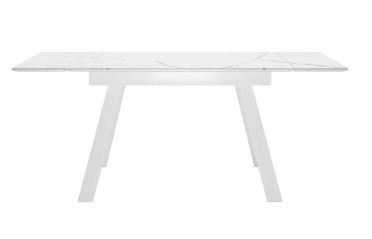 Кухонный стол раскладной SKL 140, керамика белый мрамор/подстолье белое/ножки белые в Магадане - изображение 2