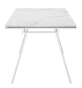 Кухонный стол раскладной SKL 140, керамика белый мрамор/подстолье белое/ножки белые в Магадане - предосмотр 3