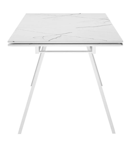Кухонный стол раскладной SKL 140, керамика белый мрамор/подстолье белое/ножки белые в Магадане - изображение 3