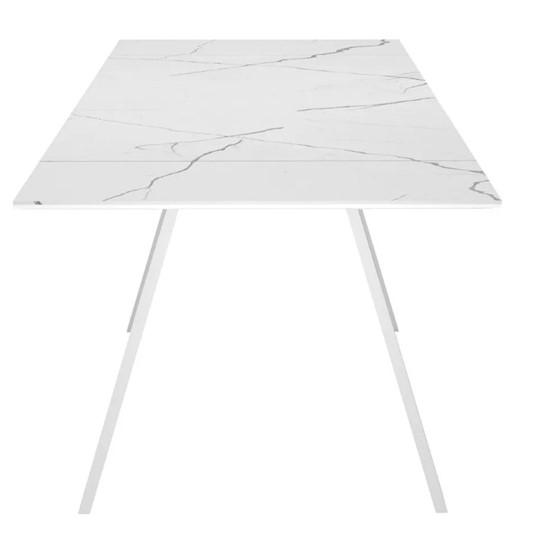 Кухонный стол раскладной SKL 140, керамика белый мрамор/подстолье белое/ножки белые в Магадане - изображение 4
