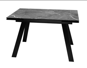 Обеденный раздвижной стол SKL 140, керамика черный мрамор/подстолье черное/ножки черные в Магадане - предосмотр