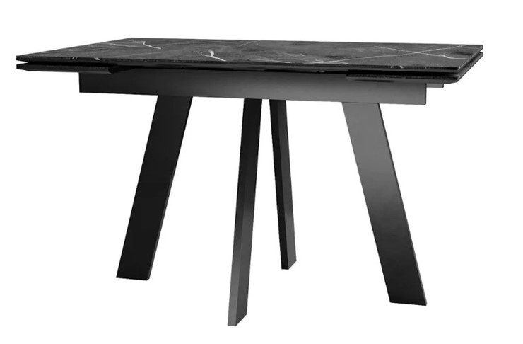 Обеденный раздвижной стол SKM 120, керамика черный мрамор/подстолье черное/ножки черные в Магадане - изображение 1
