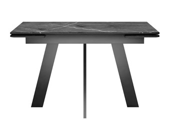 Обеденный раздвижной стол SKM 120, керамика черный мрамор/подстолье черное/ножки черные в Магадане - предосмотр 2