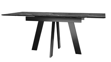 Обеденный раздвижной стол SKM 120, керамика черный мрамор/подстолье черное/ножки черные в Магадане - предосмотр 3