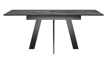 Обеденный раздвижной стол SKM 120, керамика черный мрамор/подстолье черное/ножки черные в Магадане - предосмотр 4