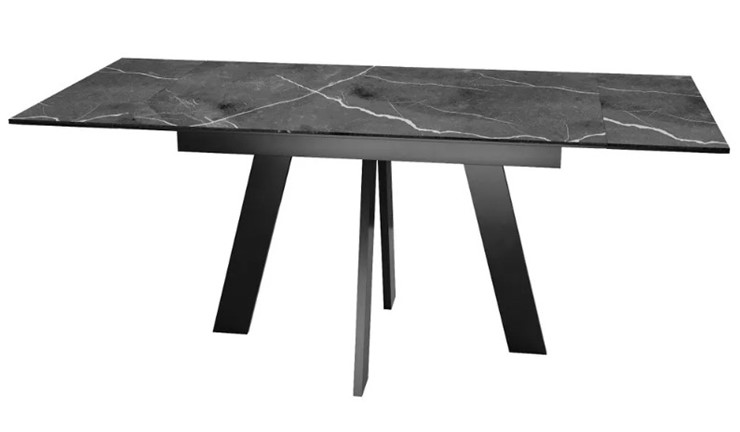 Обеденный раздвижной стол SKM 120, керамика черный мрамор/подстолье черное/ножки черные в Магадане - изображение 5