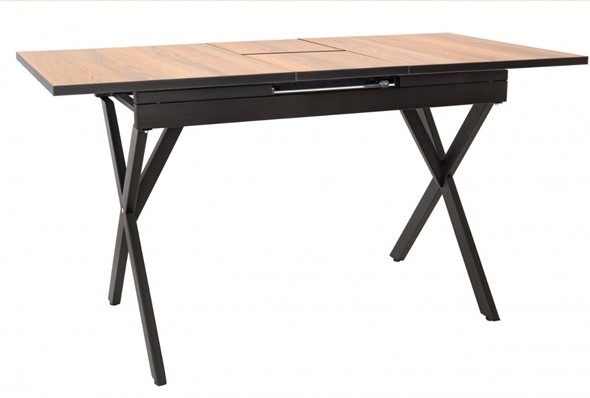 Обеденный раздвижной стол Стайл № 11 (1100/1500*700 мм.) столешница Оптивайт , фотопечать, форма Флан, с механизмом бабочка в Магадане - изображение