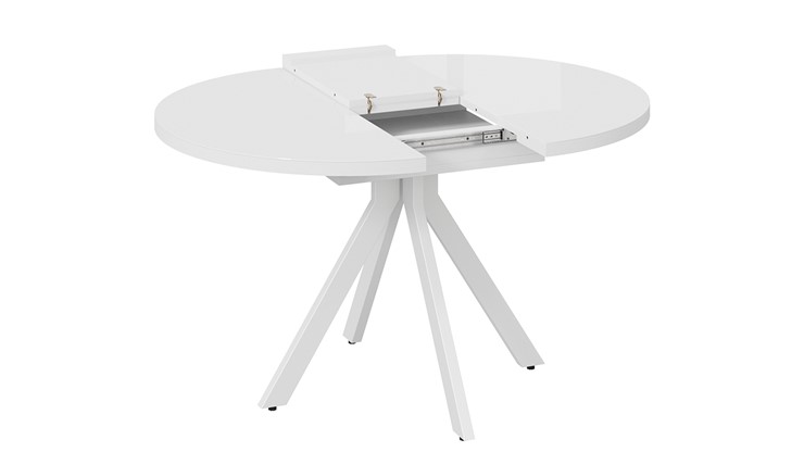 Обеденный раздвижной стол Стокгольм Тип 1 (Белый муар/Стекло глянцевое белое) в Магадане - изображение 5