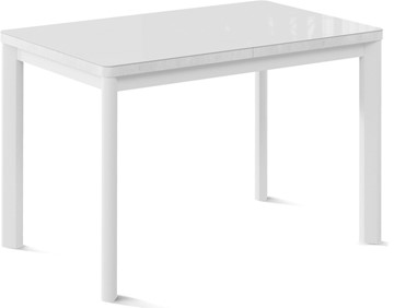 Кухонный стол раскладной Токио-1G (ноги металлические белые, cтекло cristal/белый цемент) в Магадане - предосмотр