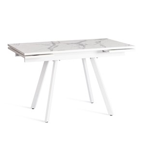 Кухонный стол раздвижной VIGO ЛДСП/HPL/металл,120x80x30х30х75 см, Мрамор светлый/белый арт.20623 в Магадане - предосмотр
