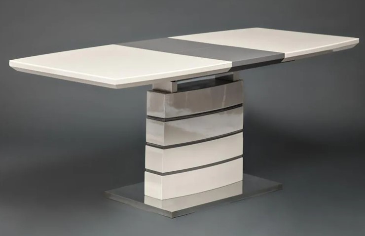 Кухонный стол раскладной WOLF ( mod. 8053-2 ) мдф high gloss/закаленное стекло, 120/160x80x76, слоновая кость/латте в Магадане - изображение 10