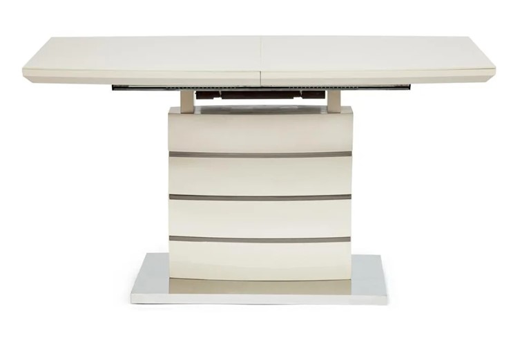 Кухонный стол раскладной WOLF ( mod. 8053-2 ) мдф high gloss/закаленное стекло, 120/160x80x76, слоновая кость/латте в Магадане - изображение 5