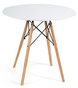 Кухонный стол CINDY NEXT, металл/мдф/бук, D70х75см, белый/натуральный арт.15854 в Магадане - предосмотр