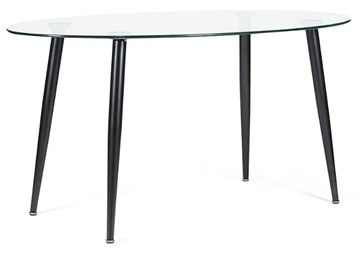 Кухонный стол KASSEL (mod. DT333) металл/закаленное стекло (10 мм), 150х90х75см, черный в Магадане - предосмотр
