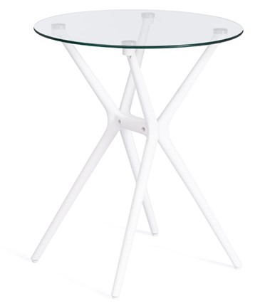 Кухонный обеденный стол PARNAVAZ (mod. 29) пластик/стекло, 60х60х70,5 прозрачный/белый арт.19697 в Магадане - изображение