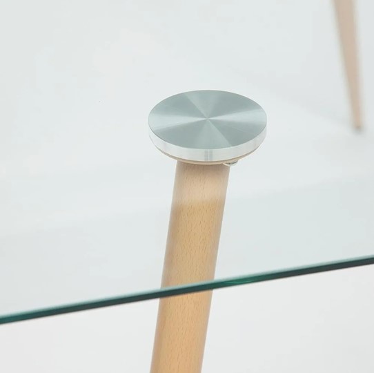Кухонный стол SOPHIA (mod. 5003) металл/стекло (8мм), 140x80x75, бук/прозрачный арт.12098 в Магадане - изображение 2