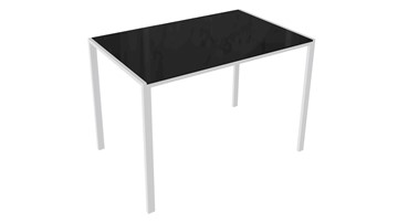 Обеденный стол Торрес тип 1 (Белый муар/Черный глянец) в Магадане