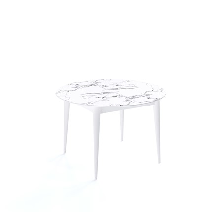 Кухонный раздвижной стол Kenner W1200 (Белый/Мрамор белый) в Магадане - изображение