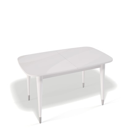 Кухонный стол раздвижной Kenner K1250 (Белый/Стекло белое глянец) в Магадане - изображение