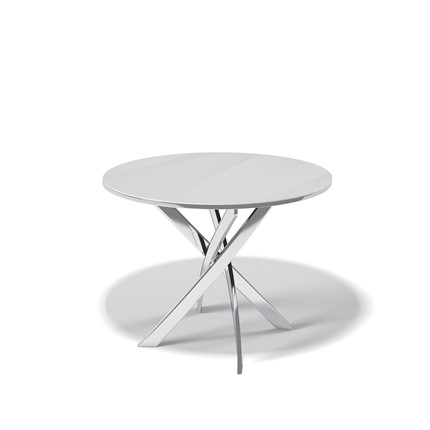 Обеденный стол Kenner R1000 (Хром/Стекло белое глянец) в Магадане - изображение
