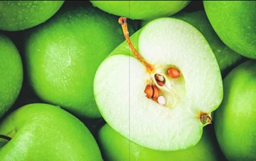 Стол раздвижной Айсберг-01 СТФ, белый/фотопечать зеленые яблоки/ноги хром круглые в Магадане - предосмотр 2