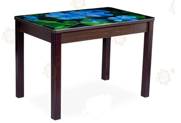 Кухонный стол раскладной Айсберг-01 СТФ, венге/фотопечать фиалка/ноги массив в Магадане