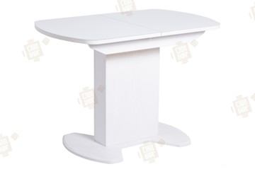 Кухонный раздвижной стол ПГ-02 тумба СТ2, белый, стекло, МДФ в Магадане