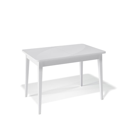 Кухонный раздвижной стол Kenner 1100M (Белый/Стекло белое глянец) в Магадане - изображение
