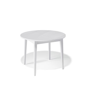 Круглый кухонный стол Kenner 1000M (Белый/Стекло белое глянец) в Магадане