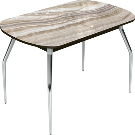 Кухонный стол раздвижной Ривьера исп.2 хром №5 (Exclusive h041/венге) в Магадане - изображение