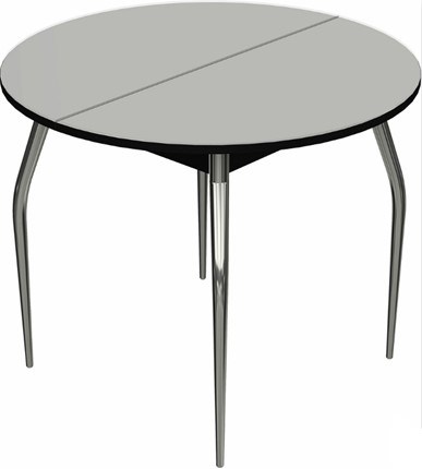 Кухонный стол раздвижной Ривьера исп. круг хром №5 (стекло белое/черный) в Магадане - изображение